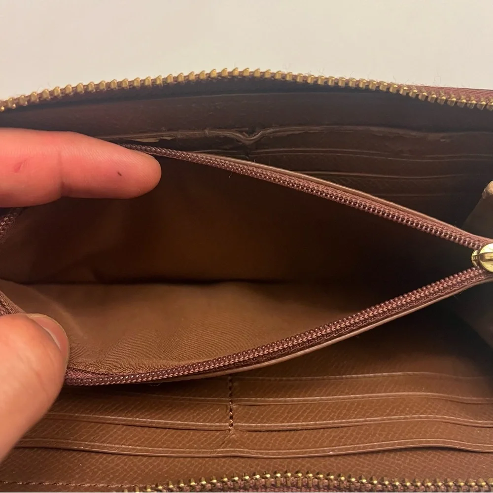 Coach Long Zip Wallet, Brown/gold‎ Accent